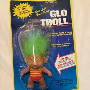 Vintage 1990s Glo Troll LED Light-Up Eyes St. Jacques New on Card